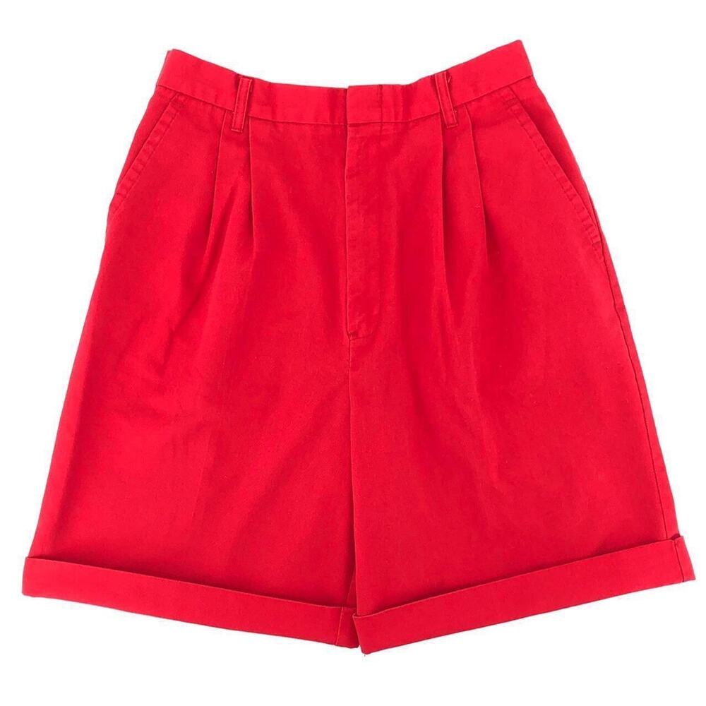 90s Chic red pleated bermuda shorts 1990s vintage